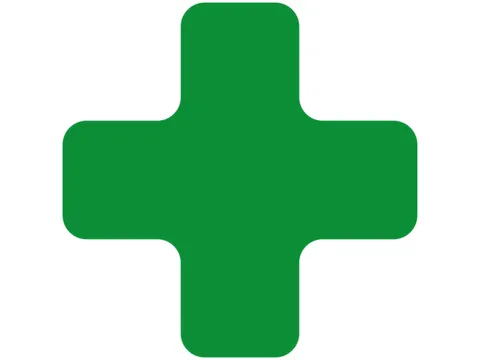 plaksymbool,plus,markering HxB 150x150mm,polycarbonaat,groen