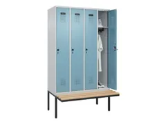 locker met bank,HxBxD 2120x1200x815mm,4vak,vak B 300mm,draaigrendel
