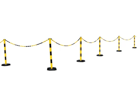 Kunststof Kettingstaanderset Geel Zwart Achthoekige Voet 6 Palen