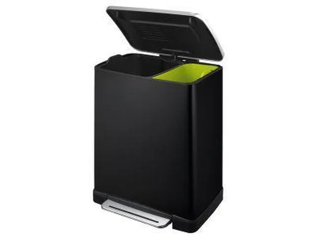 Pedaalemmer E-Cube recycling 46 Liter Zwart Mat RVS
