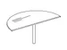table de rallonge,HxlxP 740x1400x700mm,mi-rond,MS-gris foncé