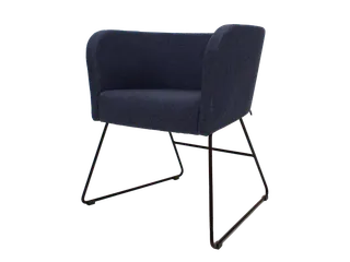 Vergaderstoel Calix met zwart Slede Stof Donkerblauw - 1