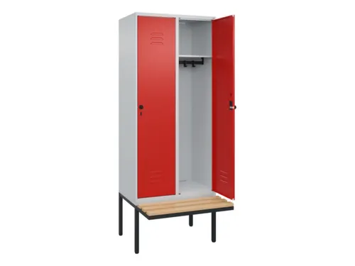locker met bank,HxBxD 2120x800x815mm,2vak,vak B 400mm,draaigrendel