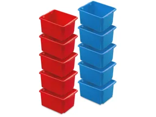 set draaistapelbakken,10-dlg.,HxLxB 245x455x360mm,32l,PP,BLAUW/ROOD - 2