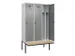 locker met bank,voor scheiding van kleding,HxBxD 2120x1200x815mm,3vak