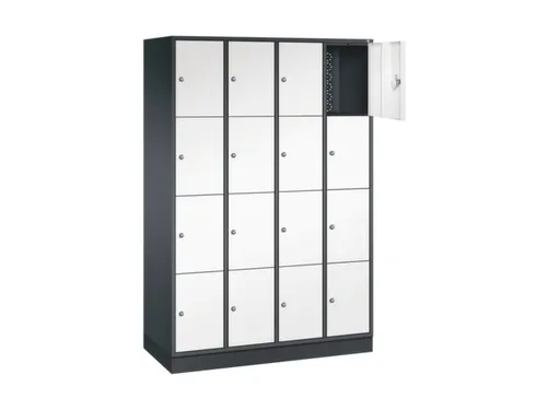 lockerkast,HxBxD 1950x1220x500mm,4x4vakken,cil.-slot,sokkel
