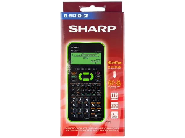 Calculatrice Sharp ELW531XHGR noir-vert scientifique write view