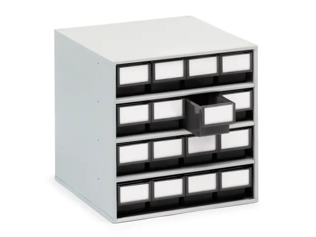 ESD-magazijnkast,HxBxD 395x400x400mm,16lade(n),laden zwart