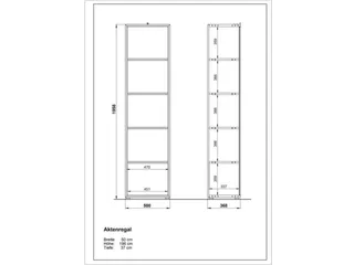 dossierstelling,HxBxD 1960x500x370mm,5xhouten vloer,5ordnerhoogtes - 4
