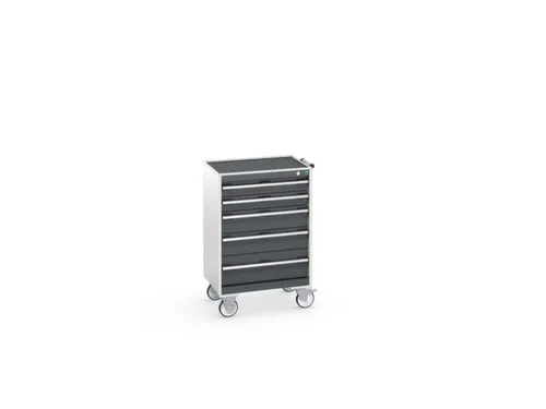 ladekast verrijdbaar 980x650x525mm 5laden romp RAL7035 front RAL7016