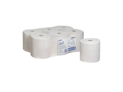 Scott 6665 Performance Handdoekrol Wit 1-Laags 6 rollen