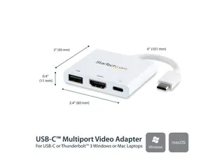 Usb-c Multiport Adapter Met Hdmi Usb 3.0 Poort 60w Pd Wit - 3