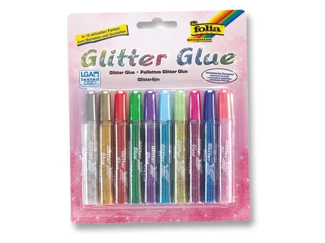 Glitterlijm Folia 9.5ml 10 kleuren