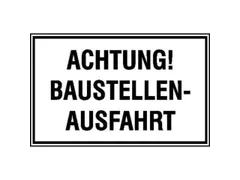 aanwijzingsbord,Let op! Uitrit bouwplaats,aluminium gemerkt,gemoffeld