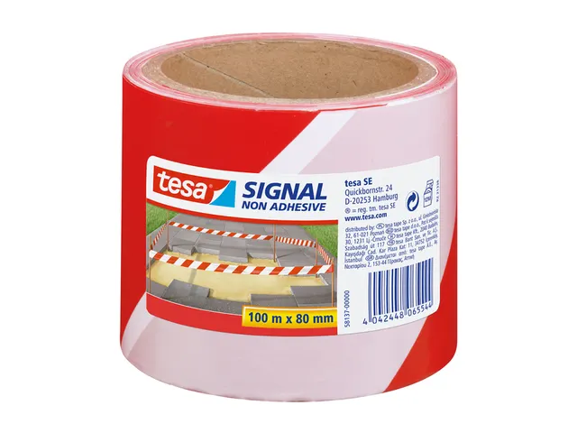Waarschuwings- en markeerlint tesa Signal 100mx80mm rood-wit