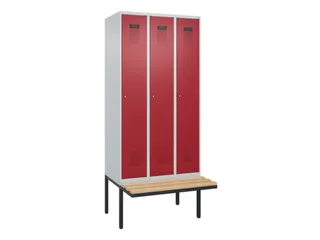 locker met bank,voor scheiding van kleding,HxBxD 2120x900x815mm,3vak - 2