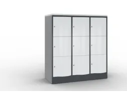 lockerkast cil.slot 1255x1150x540mm 3x3 vakken RAL7021 front RAL7035