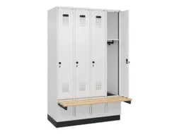 locker met bank,HxBxD 1950x1200x815mm,4vak,vak B 300mm,draaigrendel