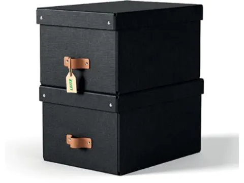 Puro opbergdoos medium A4 17 liter zwart 2 stuks