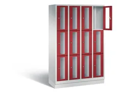 Lockerkast 1800x1190x500mm 4x3 vakken Cilinderslot, Sokkel, RAL3003