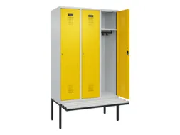 locker met bank,HxBxD 2120x1200x815mm,3vak,vak B 400mm,cilinderslot