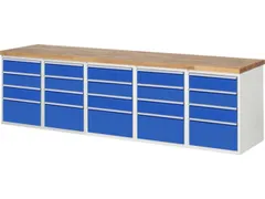 werkbank,HxBxD 890x3000x700mm,beukblad,draagverm. 750kg,5containers