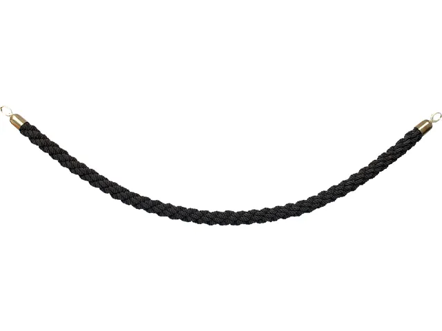 Corde Securit 150cm noire avec embouts dorés