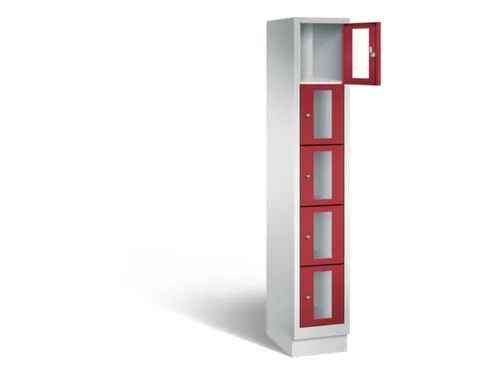 Lockerkast 1800x320x500mm 1x5 vakken Cilinderslot, Sokkel, RAL3003