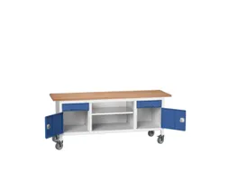 werkbank,HxBxD 830x2000x600mm,multiplexblad,uitrusting: 2laden,2kasten