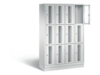 Lockerkast 1800x1190x500mm 4x3 vakken Cilinderslot, Sokkel, RAL7035 - 1