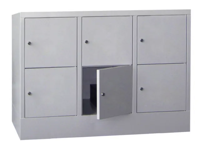 lockerkast,HxBxD 855x1200x500mm,3x2vakken,RAL7035,front RAL7035
