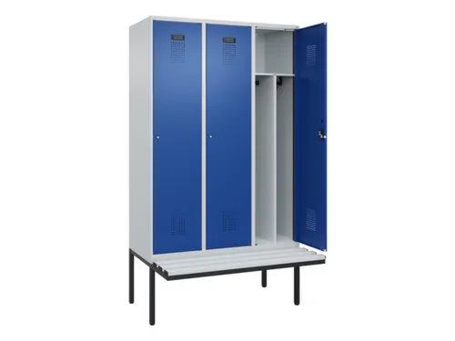 locker met bank,voor scheiding van kleding,HxBxD 2120x1200x815mm,3vak