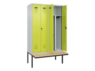 PBM-locker met bank,HxBxD 2120x1200x815mm,4vak,vak B 300mm - 1