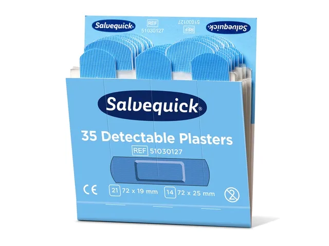 Pleisters Salvequick blauw detectabel refill 35 Stuks