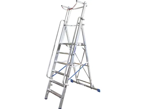 verrijdbare treden-platformladder eenzijdig 9treden stand H 2 1m