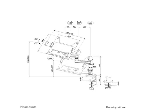 Neomounts NEXT Lite DS20-425BL1 Laptophouder monitorarm - 11.6-17.3 in