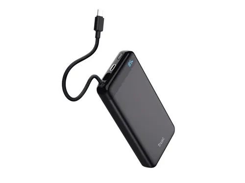 Powerbank Trust Fiera 20.000 met kabel 2 USB-poorten zwart