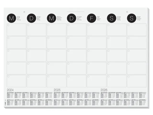 SIGEL H6314 Bureauonderlegger van papier, 3 jaar en weekplanner, watercolor sea design, A2 (59,5 x 41 cm), lichtblauw/roze/zonnig geel/oranje, 30 vellen