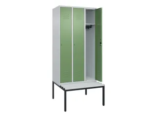 locker met bank,HxBxD 2120x900x815mm,3vak,vak B 300mm,cil.-slot - 2