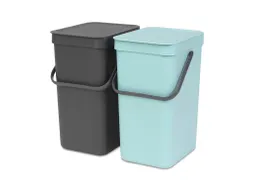 Inbouwafvalemmer Sort & Go 2x12 liter Mint Grijs Brabantia