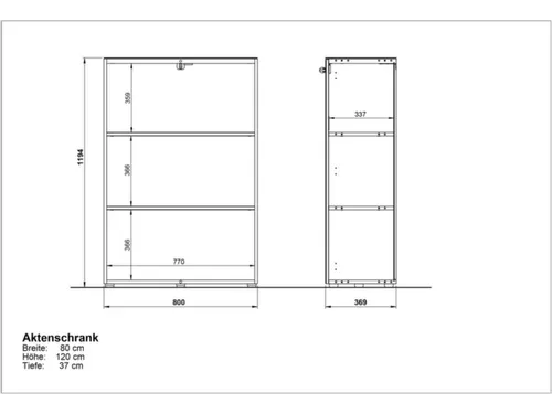 dossierkast,HxBxD 1200x800x370mm,3xhouten vloer,3ordnerhoogte
