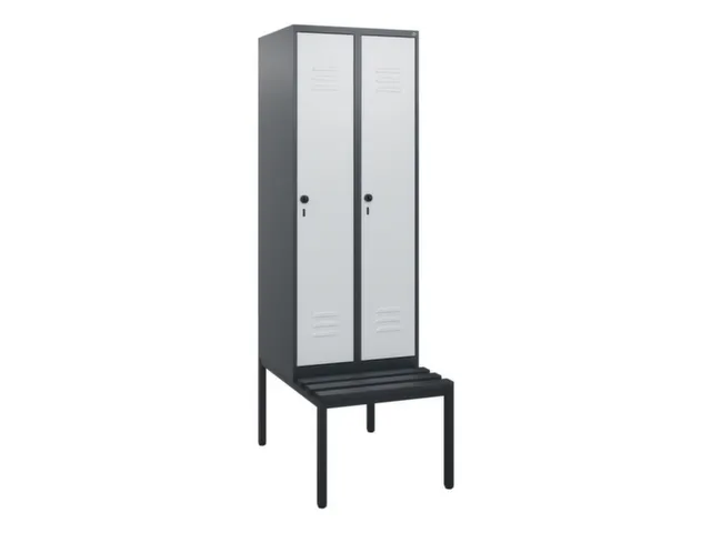 locker met bank,HxBxD 1950x600x815mm,2vak,vak B 300mm,draaigrendel