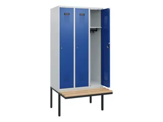 locker met bank,HxBxD 1950x900x815mm,3vak,vak B 300mm,cilinderslot - 1