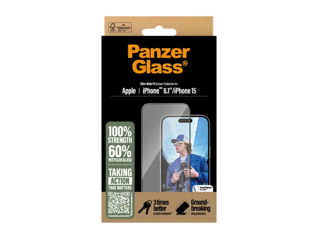 PanzerGlass Screen Protector iPhone 16 | 15 | Ultra-Wide Fit, Apple