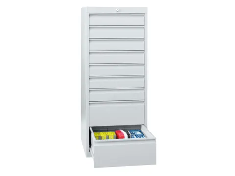 ladekast HxBxD 1000x500x600mm 8laden slot RAL7035 front RAL6011