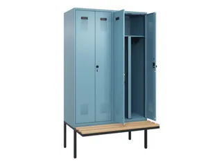PBM-locker met bank,HxBxD 2120x1200x815mm,4vak,vak B 300mm - 1