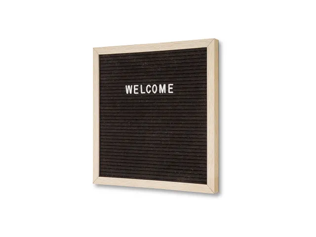 Letterbord Zwart 30x30cm licht houten frame