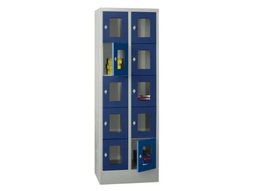 lockerkast,HxBxD 1850x600x500mm,2x5vakken,RAL7035,front RAL5010