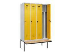 locker met bank,voor scheiding van kleding,HxBxD 2120x1200x815mm,4vak