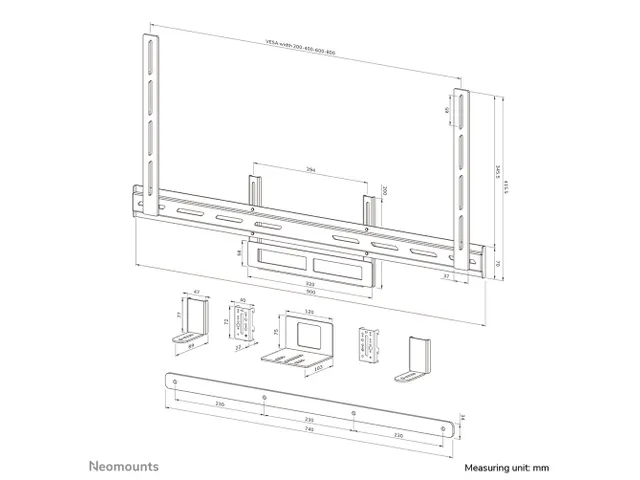 Neomounts AV2-500WH Videobar kit - 43-110 inch - max 10 kg - VESA 200x